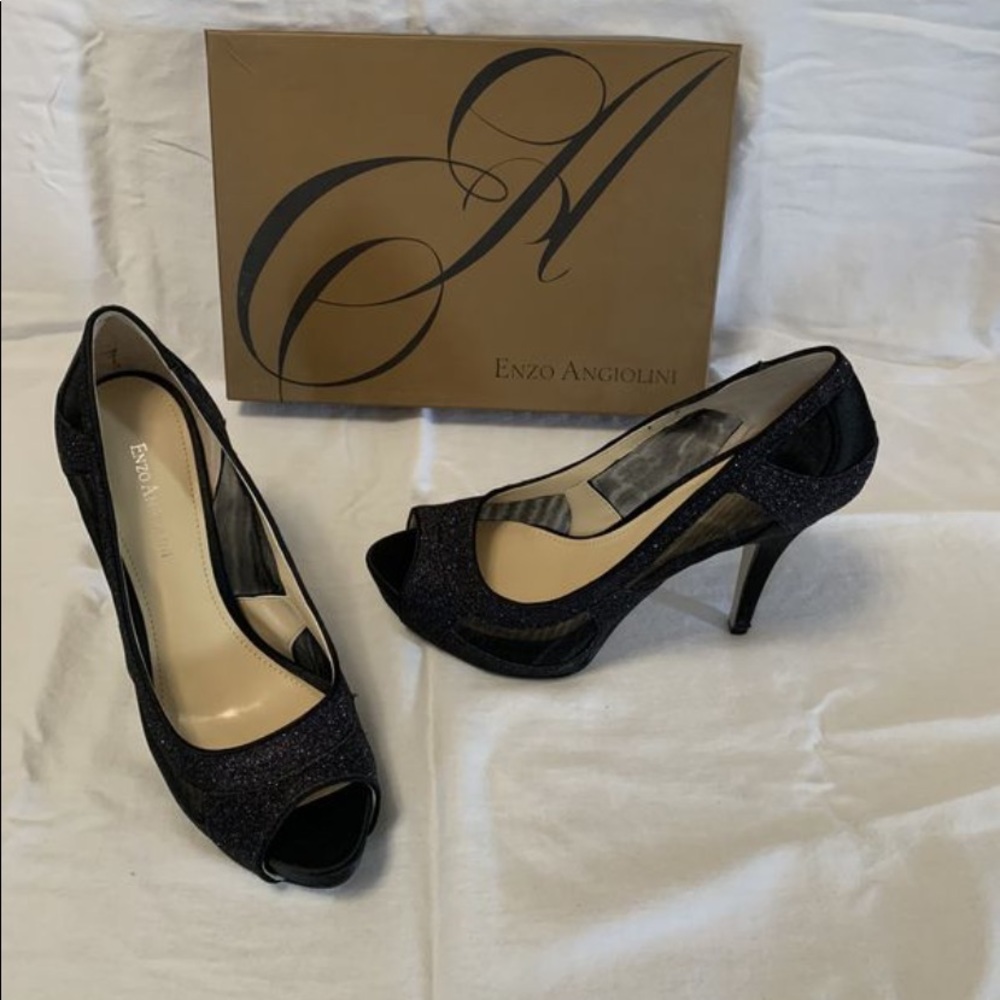 Black open toe heels